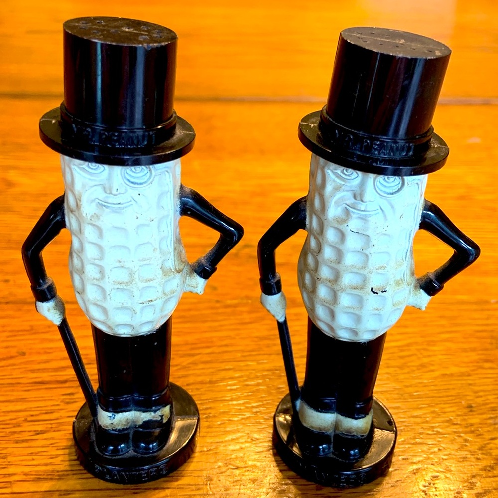 Vintage Mr. Peanut Planters Salt & Pepper Shakers Set Complete W Plugs 1950s